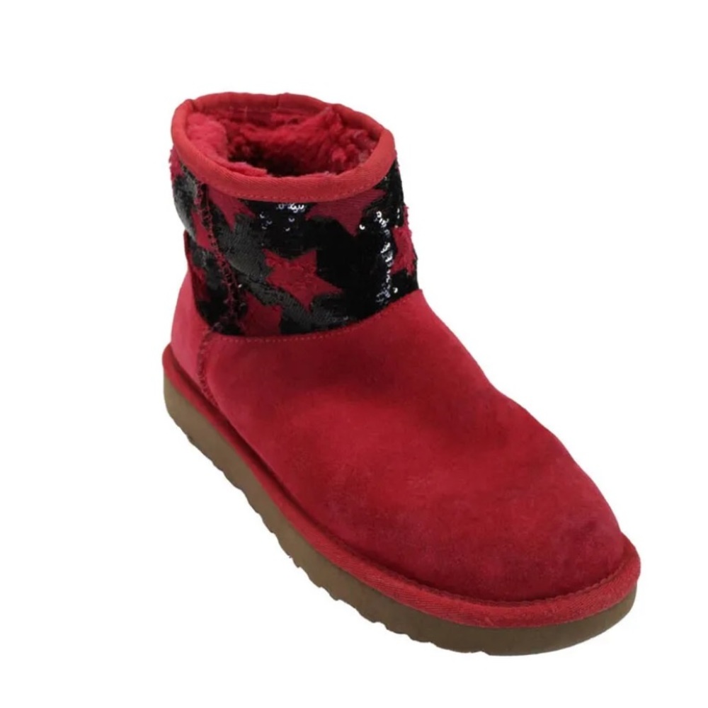UGG red shearling leather boots 7